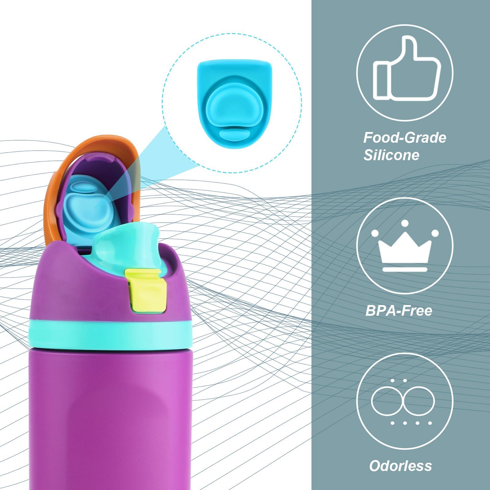 PEUTIER 4pcs Replacement Stopper Compatible with Owala FreeSip 24oz 32oz, Water Bottle Top Lid Gasket for Owala 19/24/32/40oz Seal Bottle Cap Mouth Stopper Part Silicone Plug Accessories BPA-Free (Cyan)