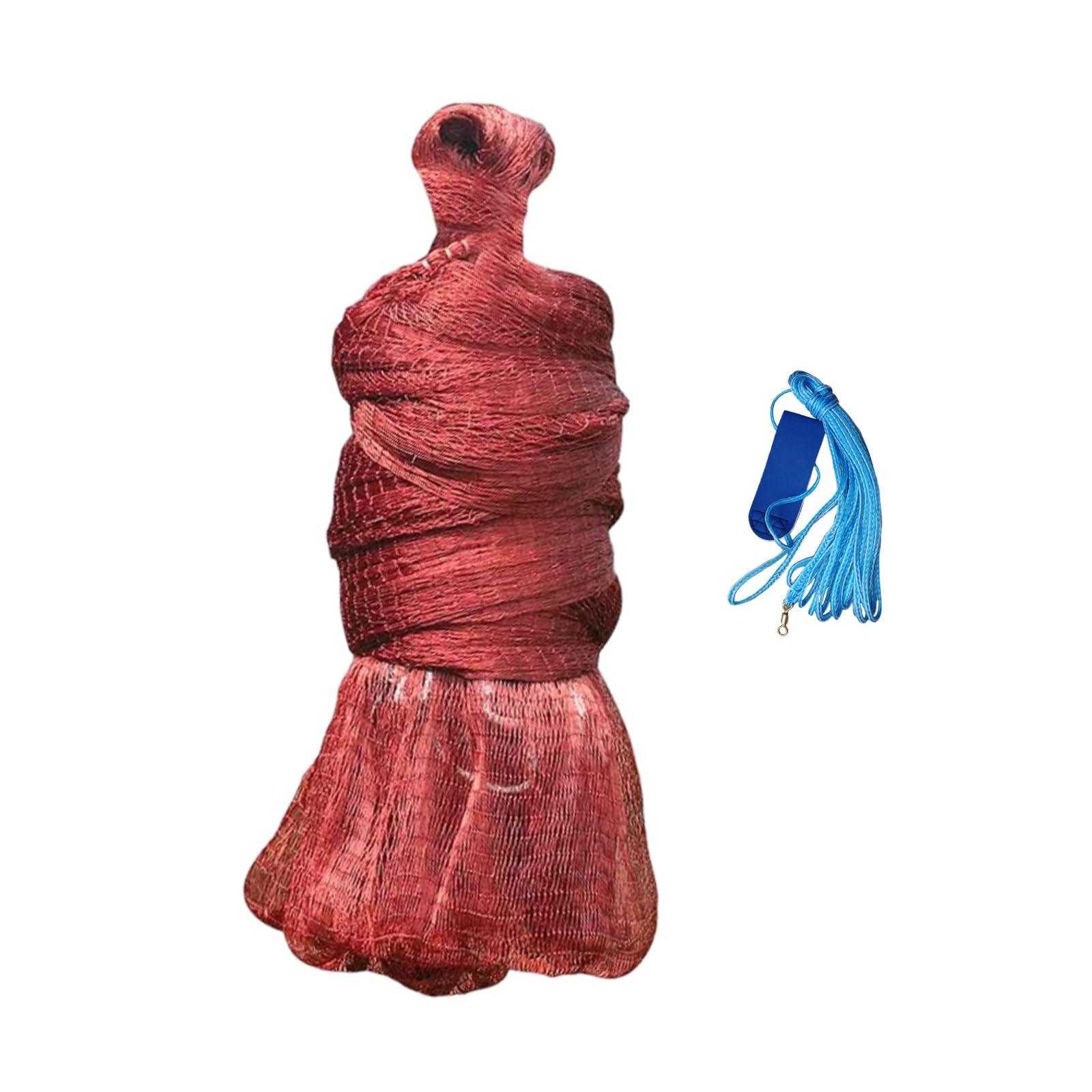 Lawaia Lawaia Traditional Fishing Cast Net Multifilament Line Landing Net with Steel Pendant Weight Hand Throwing Fish Net White Nylon Small Mesh- Tire line 4m