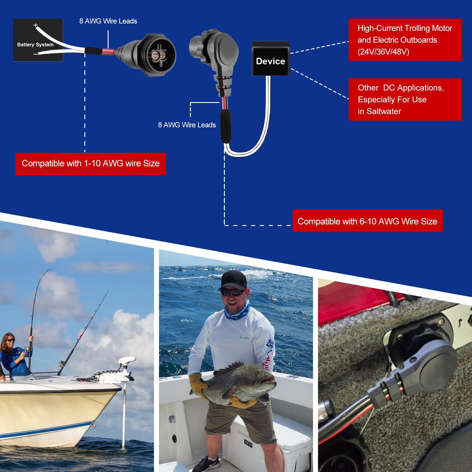 Moestoont 1865120 MKR-28 Trolling Motor Plug and Receptacle Compatible With Minn Kota Freshwater and Saltwater Trolling Motors 12V/24V/36V/48V Male Female Trolling Motor Connector Watertight Quick Connect