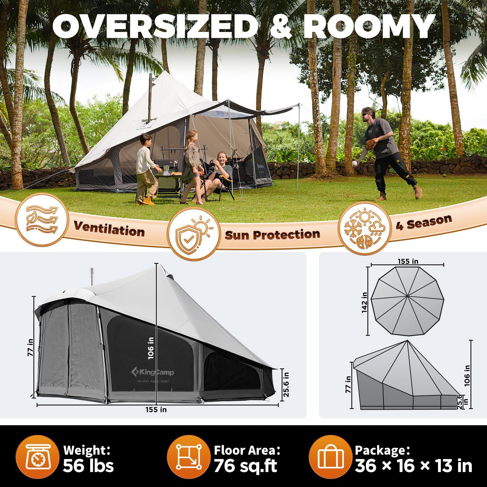 KingCamp KingCamp Canvas Tent for Camping, 4 Seasons Large Waterproof & Windproof Luxury Glamping Tent with Stove Jack for Family Outdoor Camping, Hunting & Parties