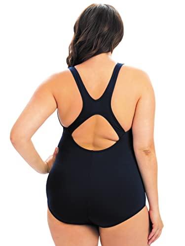 Dolfin Dolfin Aquashape Women\'s One Piece Swimsuit Full Coverage Shaping Lap Suit (26, Navy)