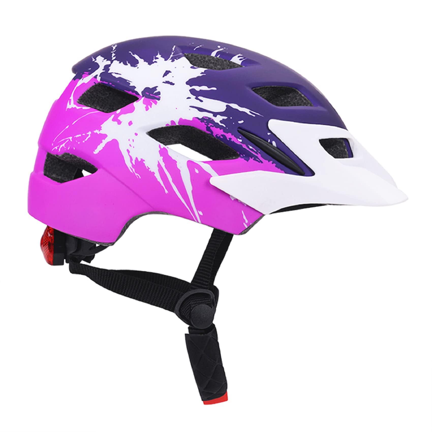 Bavilk Kids Bike Helmet,Bavilk Kids Boys Girls Bike Helmets with LED Light Detachable Visor Children Youth Teen Multi-Sport for Skating Cycling Scooter Skateboard Adjustable & Lightweight 19.7"-22.4"