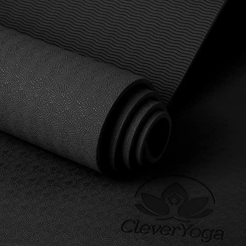 Clever Yoga Clever Yoga Mat BetterGrip Eco-Friendly Recyclable Non-Slip and Durable TPE 6mm or 1/4\" Thick - (Black)