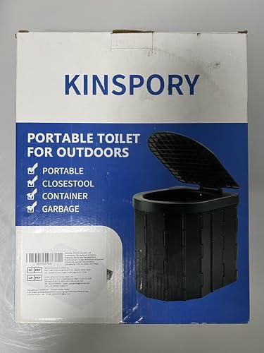 KINSPORY KINSPORY Camping Toilet, Portable Toilet for Adults & Kids, Foldable Potty & Outdoor Emergency Sanitation Products, Trash Can, Stool for Car Truck Camping Travel Hiking Fishing Long Trips (Deep Black)