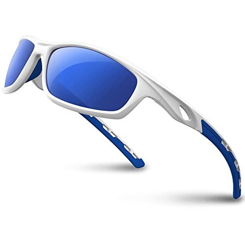 RIVBOS RIVBOS Polarized Sports Sunglasses Driving Sun Glasses Shades for Men Women for Cycling Baseball Running RB833-White&Blue