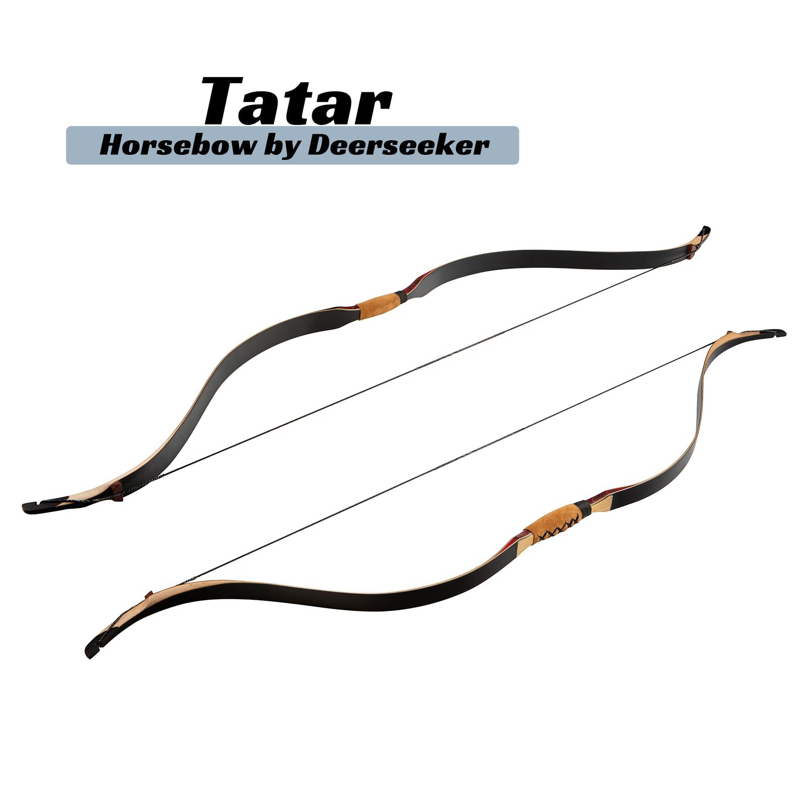 Deerseeker Outdoor Deerseeker Archery 52" Recurve Bow Traditional Longbow Handmade Tatar Horsebow Set Ambidextrous Bows for Adults & Youth Practice Target Shooting 20-80lbs