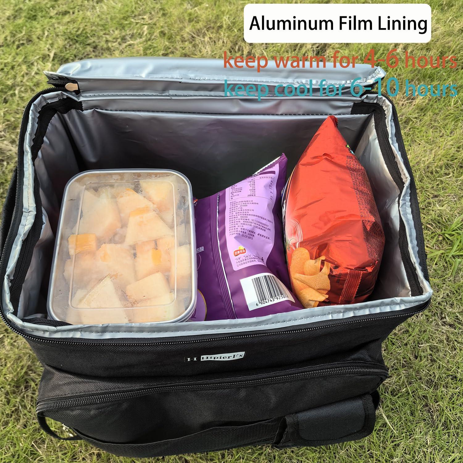 HipierFx Portable Cooler with Wheels and Handle Collapsible Rolling Cooler Leakproof Insulated Soft Kayak Cooler Bag for Camping Patio Travel Outdoor Ball Fields