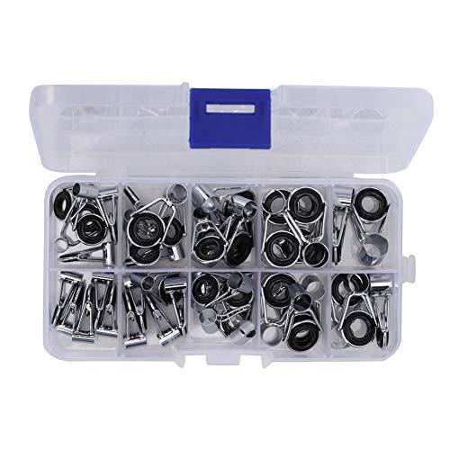 Alomejor Alomejor 90Pcs 9Size Stainless Steel Ceramics Fishing Rod Guides Fishing Rod Guides Tips Parts Fishing Rod Repair Kit