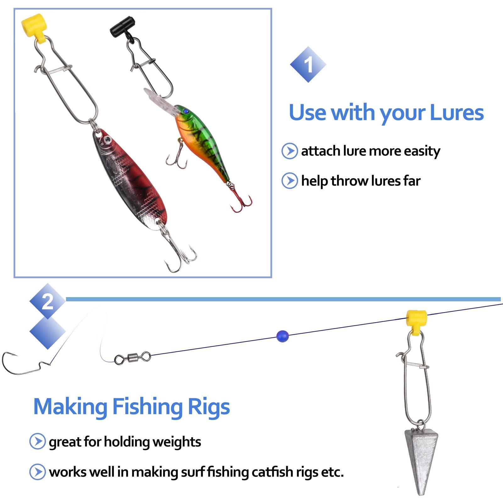 JSHANMEI Fishing Sinker Slide 40pcs High Strength Sinker Sliders with Duo-Lock Snap Easy Change Fishing Sinker Weight Slide Connector Saltwater Surf Fishing Catfish Rigs