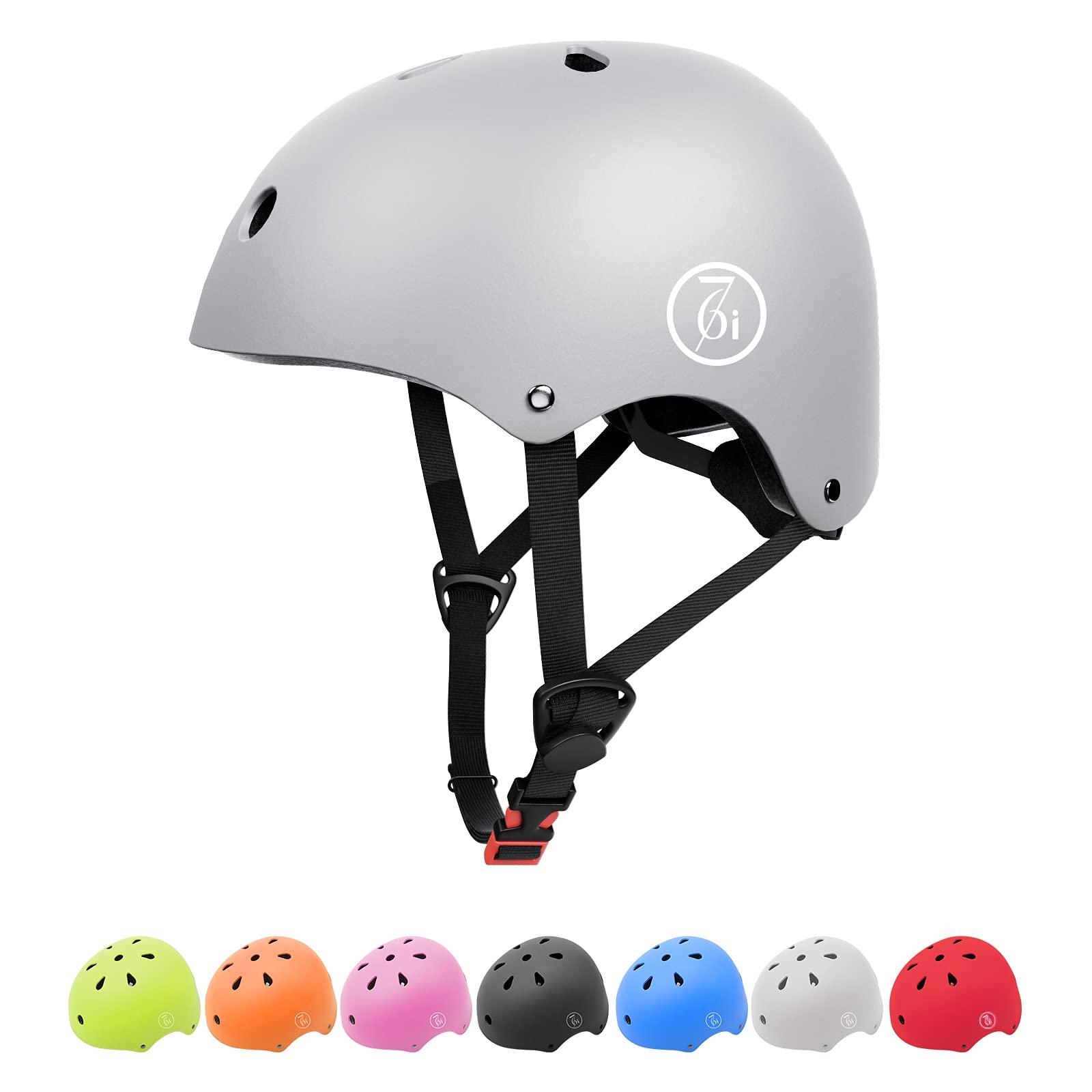 67i 67i Bike Helmet Skateboard Helmet Adult Bike Helmet Skate Helmet Bicycle Helmet Men Women Scooter Helmet for Multi-Sports Bicycle Scooter Inline Roller Skate Rollerblading Cycling (Silver, Large)