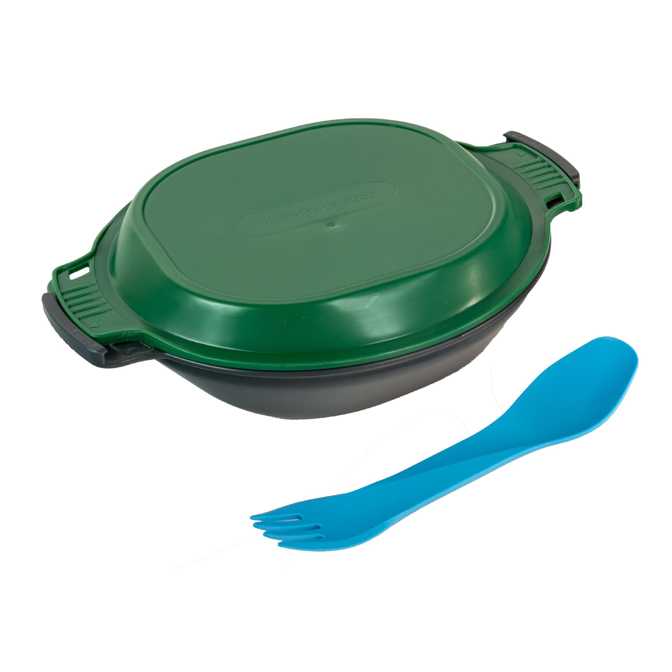 humangear humangear GoKit Light: 5-Tool Lightweight Camping Mess Kit with Camping Plate, Bowl, Utensil, and Toothpick - Ideal On-The-Go Camping Solution, Charcoal/Green