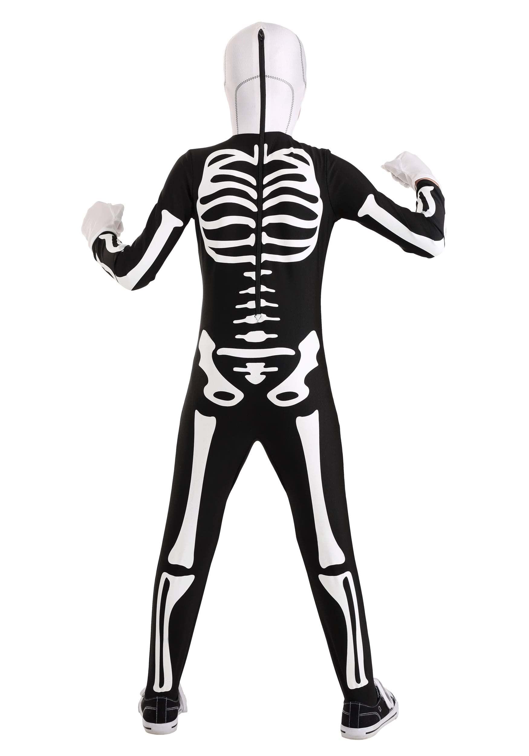 Fun Costumes Authentic Karate Kid Skeleton Suit | Kids Jumpsuit Costume With Printed Bones, Hood and Gloves | Halloween Outfit
