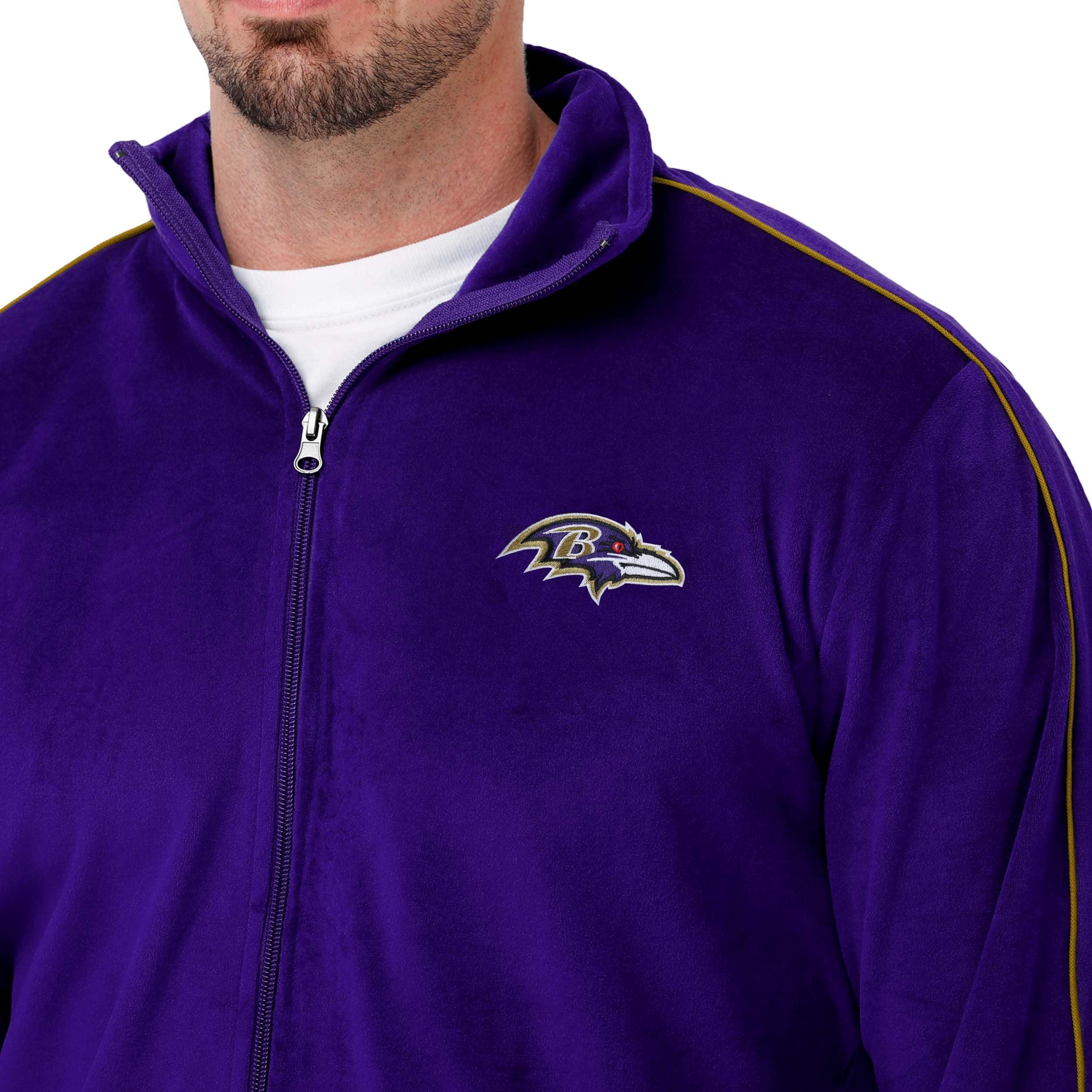 FOCO FOCO Men's Baltimore Ravens NFL Logo Tracksuit Soft Velour Sweatsuit Zip Up Jacket Top, Team Color