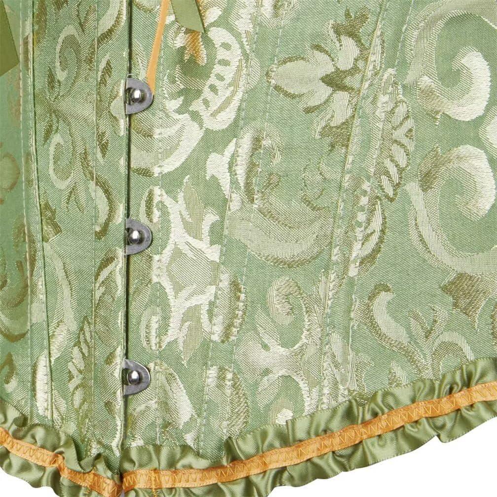 Jutrisujo Green Corset Tops for Women Bustiers Satin Shapewear Lace up Princess Plus Size Ladies 4XL