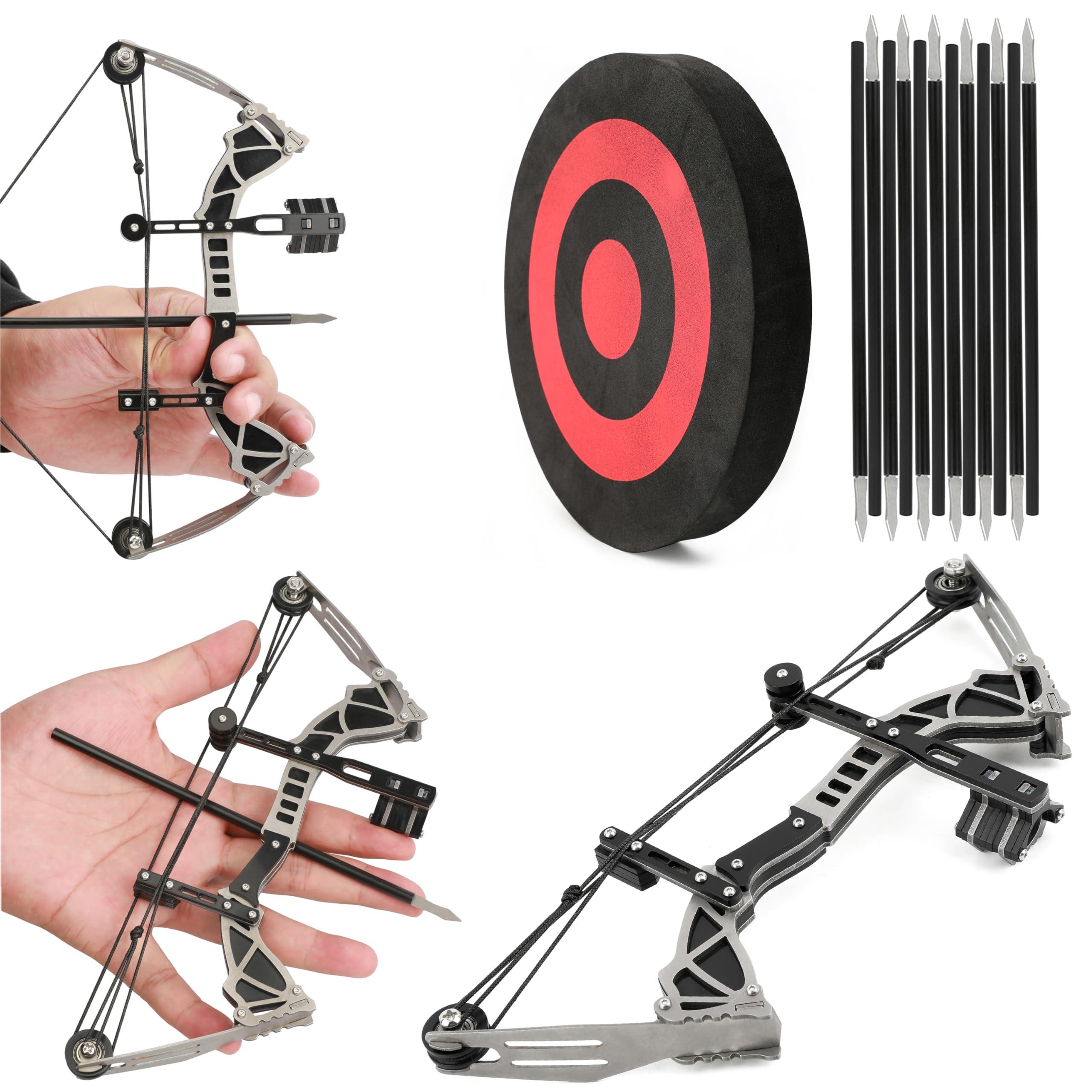 wolfman wolfman 9.5\" Compound Bow and Arrow Set Archery Bow Set Hunting Bow for Right/Left Handed with EVA Target for Hunting Shooting Practice Archery Entertainment Fun (wtih 12 Arrows)