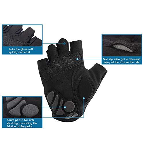 Santic Santic Classic Fingerless Cycling Gloves with Shock-Absorbing Foam Pad Breathable Half Finger Moutain Bike Bicycle Riding Gloves for Men and Women Black XL
