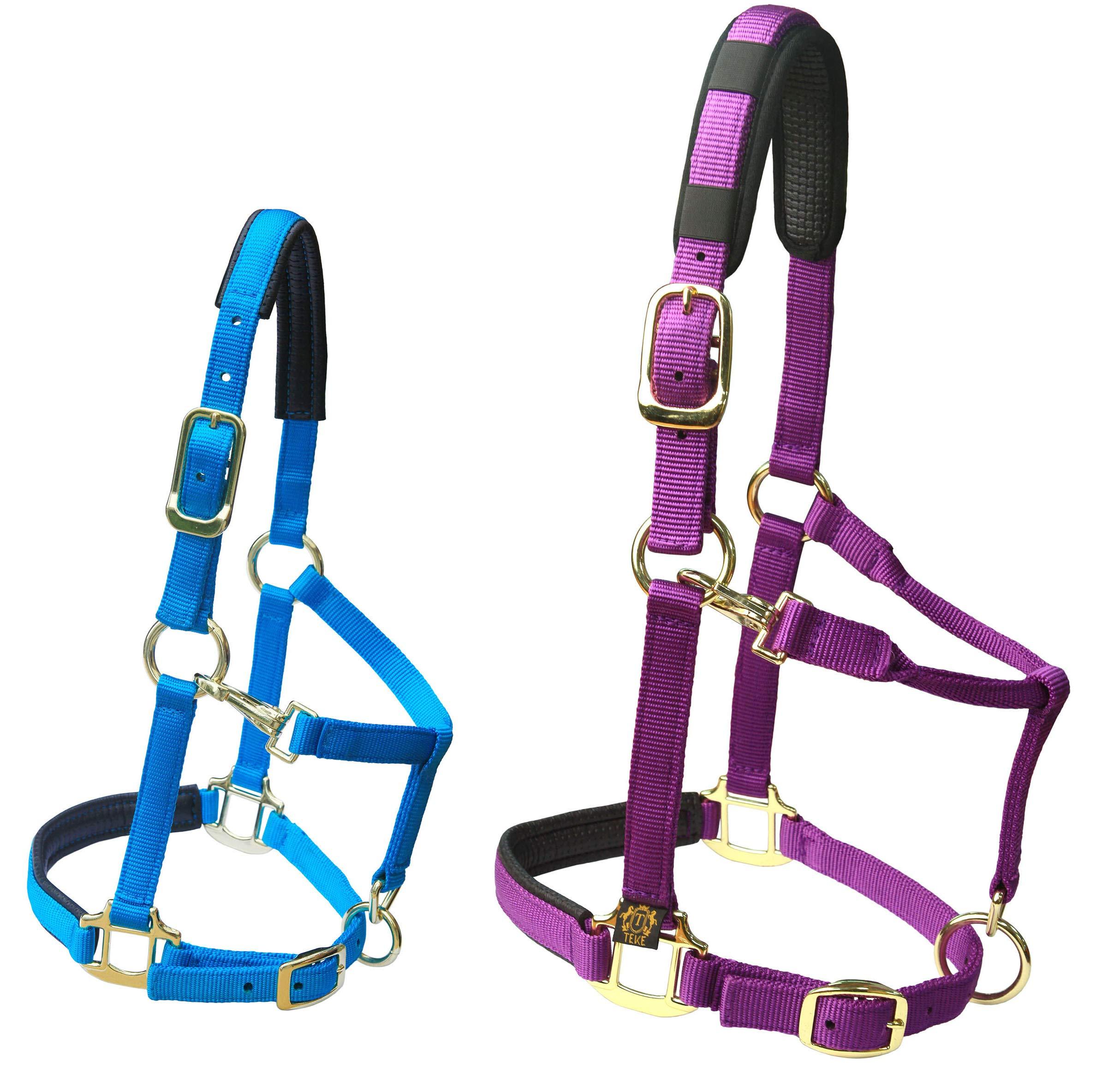 T TEKE T TEKE Adjustable Horse Halters by Heavy Duty Soft Nylon, Padded with Anti-rubbing Waffle Neoprene on Both Crown & Nose