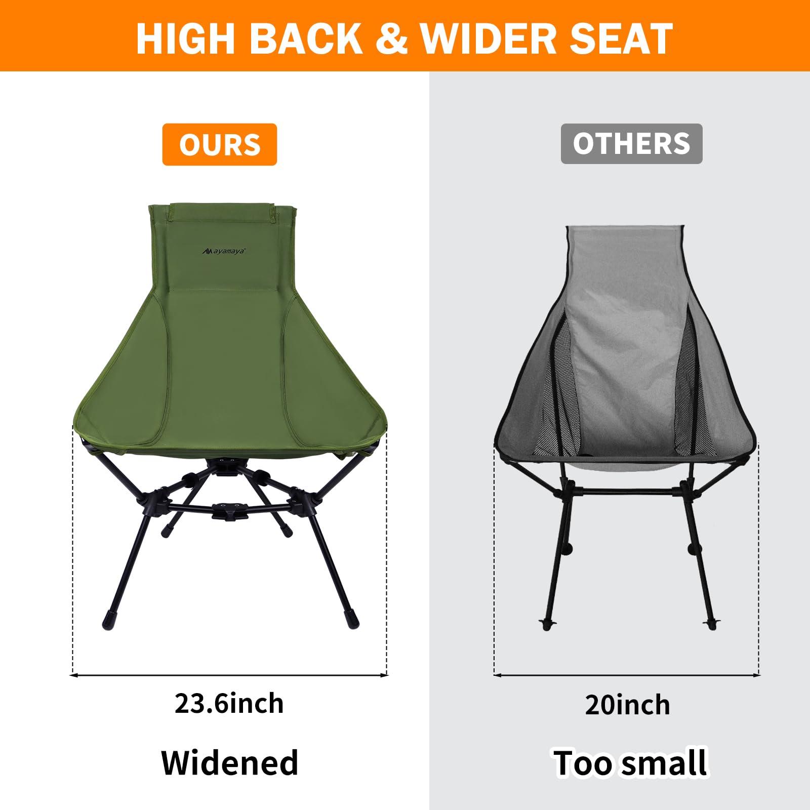 ayamaya ayamaya Ultralight High Back Camping Chair, Upgraded All Aluminum Widen Frame Structure Folding Chairs with Side Pocket & Carry Bag Compact for Camping Hiking Fishing Backpacking Outdoor