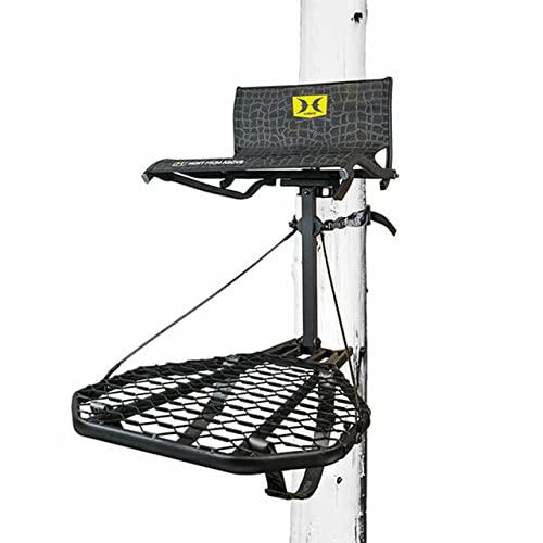 Hawk Hawk Cruzr Bone Collector Hang-On 1-Piece Big Game/Shooting/Hunting Steel Tree Stand with 24"x30" XL Rock-Solid Platform Black