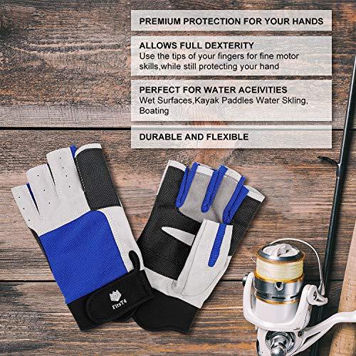 FitsT4 Sports FitsT4 Sailing Gloves 3/4 Finger and Grip Great for Sailing, Yachting, Paddling, Kayaking, Fishing, Dinghying Water Sports for Men and Women Blue M