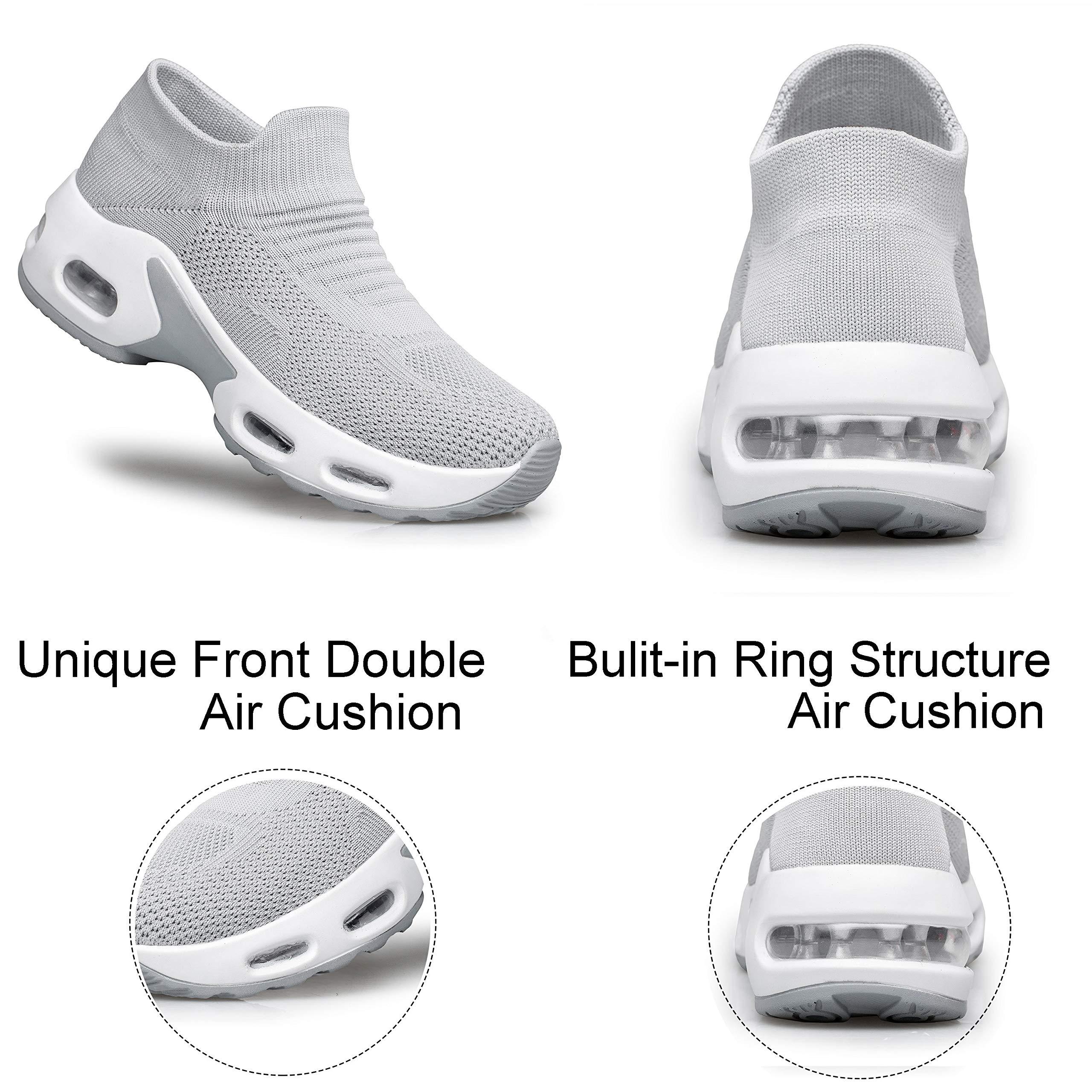 YHOON YHOON Women\'s Walking Shoes Sock Sneakers - Mesh Slip On Air Cushion Driving Modern Jazz Dance Casual Work Running Shoes Grey,6.5