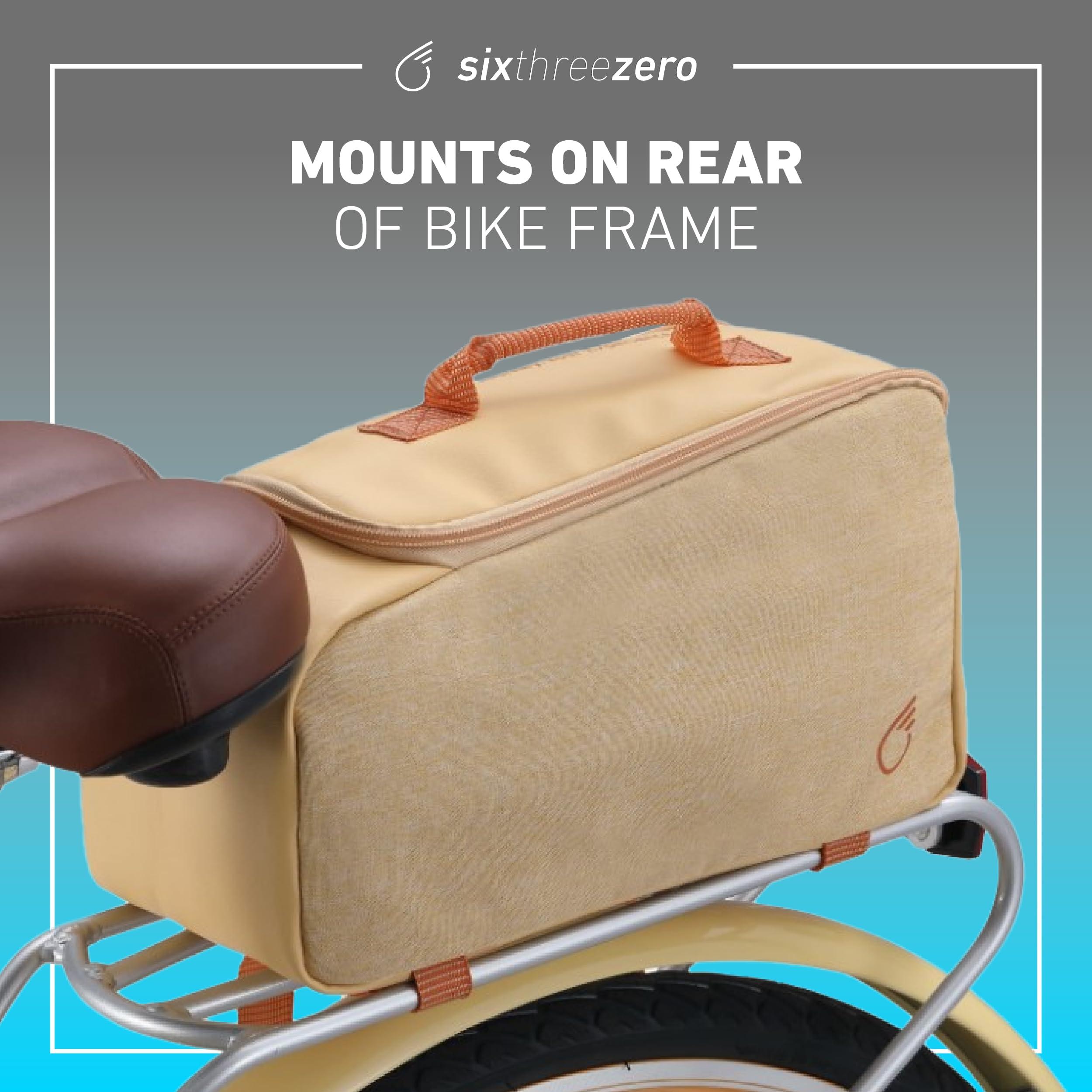 sixthreezero sixthreezero Bike Bag for Rear Rack, Waterproof Universal Bicycle Pannier for Storage, Cargo Trunk with Carry Handle, Cream w/Orange