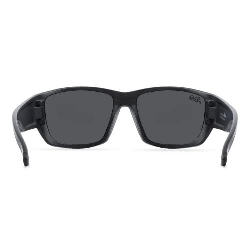 Hobie Hobie Bluefin Polarized Rectangular Sunglasses, Satin Black Frame/Grey Lens, OSFA