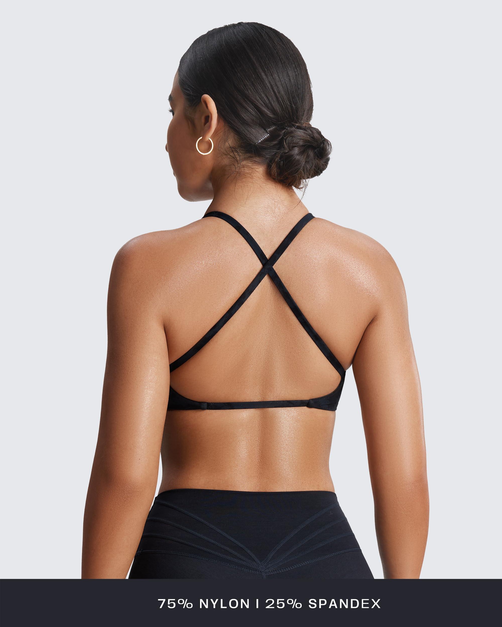 Aoxjox Aoxjox Women's Workout Sports Bras Fitness Sienna Low Impact Bra Yoga Crop Tank (Cloud Black, Medium)