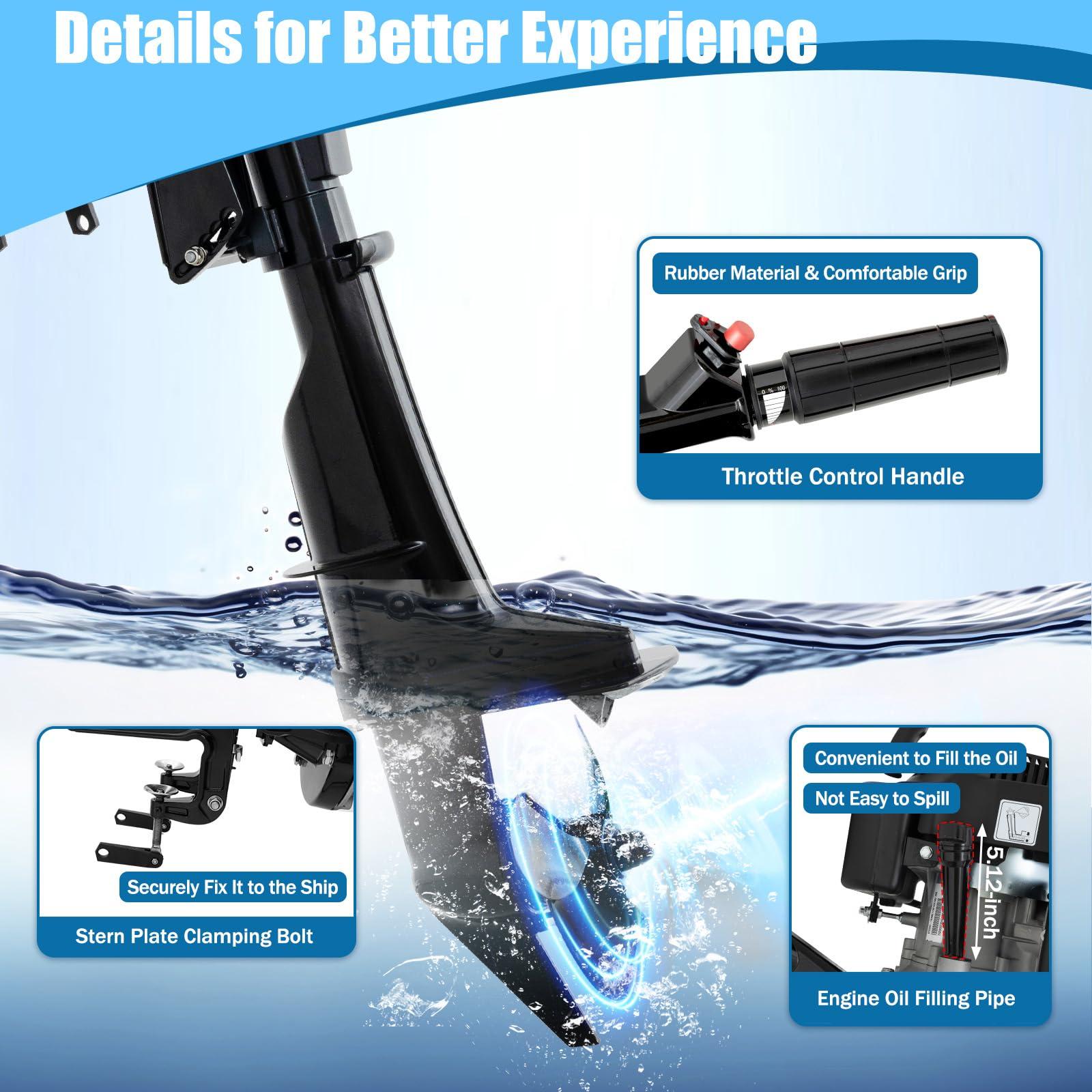 Gosangom 4 Stroke 6HP Heavy Duty Outboard Engine Marine Engine, Fishing Boat Engine with Air Cooling System.