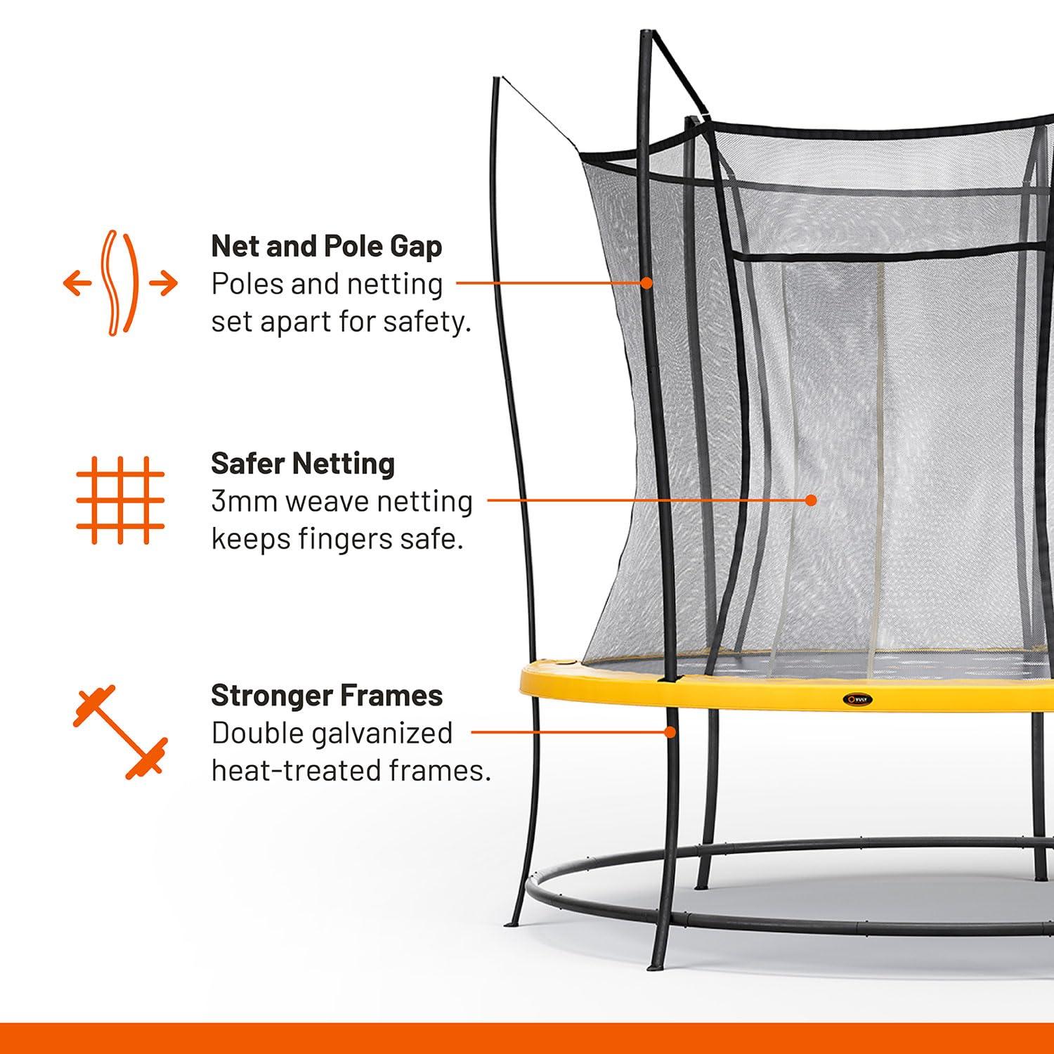 Vuly VULY Lift 2-14 FT Trampoline with Enclosure - Recreational Trampolines with AntiRust Coating, Double Galvanized Steel Outdoor Trampoline for Kids (Extra Large 14FT with Shade Cover)