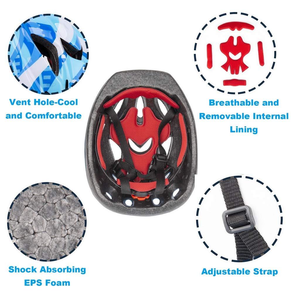 LX LERMX Kid Bicycle Helmets, LX LERMX Kids Bike Helmet Ages 5-14 Adjustable from Toddler to Youth Size, Durable Kids Bike Helmet with Fun Designs for Boys and Girls
