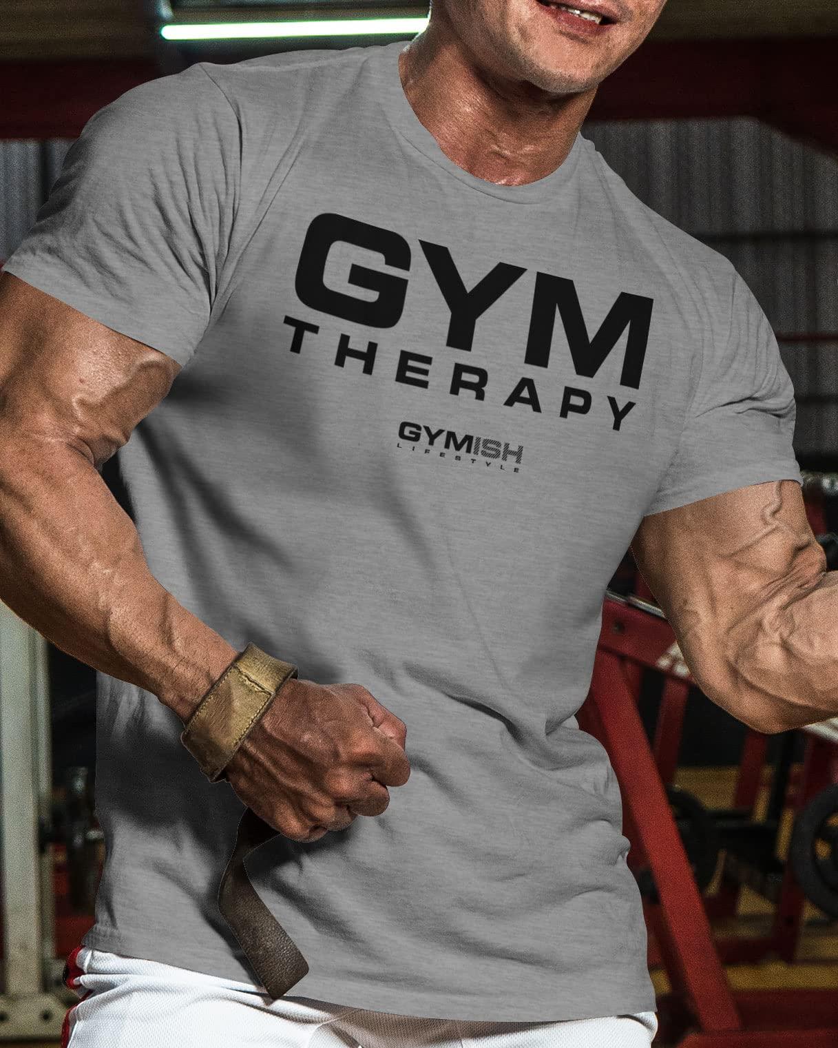 Gymish Lifestyle Gymish Lifestyle Gym Therapy Workout Shirts for Men, Lifting T-Shirt for Gym Workout (Grey, 3XL)