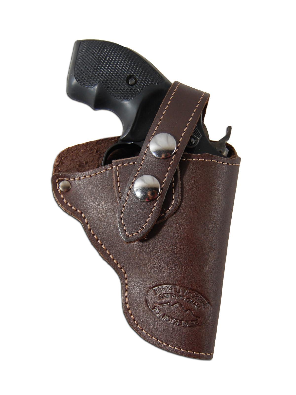 Barsony Barsony Brown Leather OW Holster for Snub Nose 2" 22 38 357 41 Revolvers (Ruger LCRx, Left)