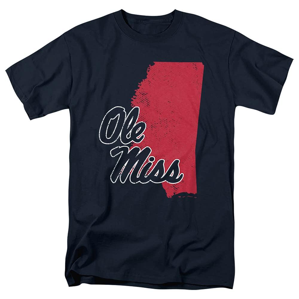 University of Mississippi University of Mississippi Ole Miss Official State Shape Unisex Adult T-Shirt, State Shape, 4X-Large