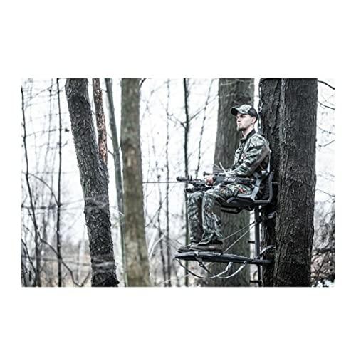 Hawk Hawk Cruzr Bone Collector Hang-On 1-Piece Big Game/Shooting/Hunting Steel Tree Stand with 24"x30" XL Rock-Solid Platform Black