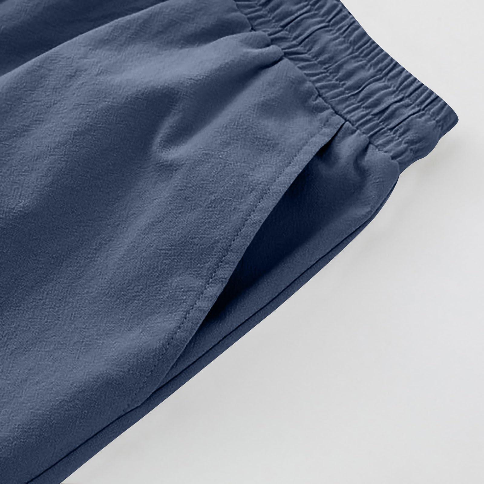 NineFit Basics NineFit Basics Mens Casual Shorts 9"" Inseam Elastic Waist Drawstring Shorts Summer Regular Fit Beach Vacation Sweatshorts with Pockets Blue, X-Large