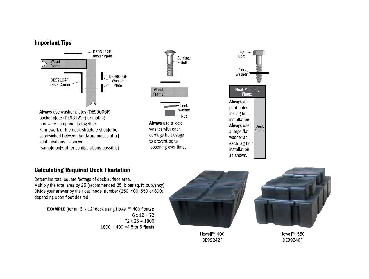 Dock Edge Dock Edge Floating Dock Heavy Duty Connector Hindge, Galvanized, Grey, 13\" x 5-1/4\" x 4-3/4\"