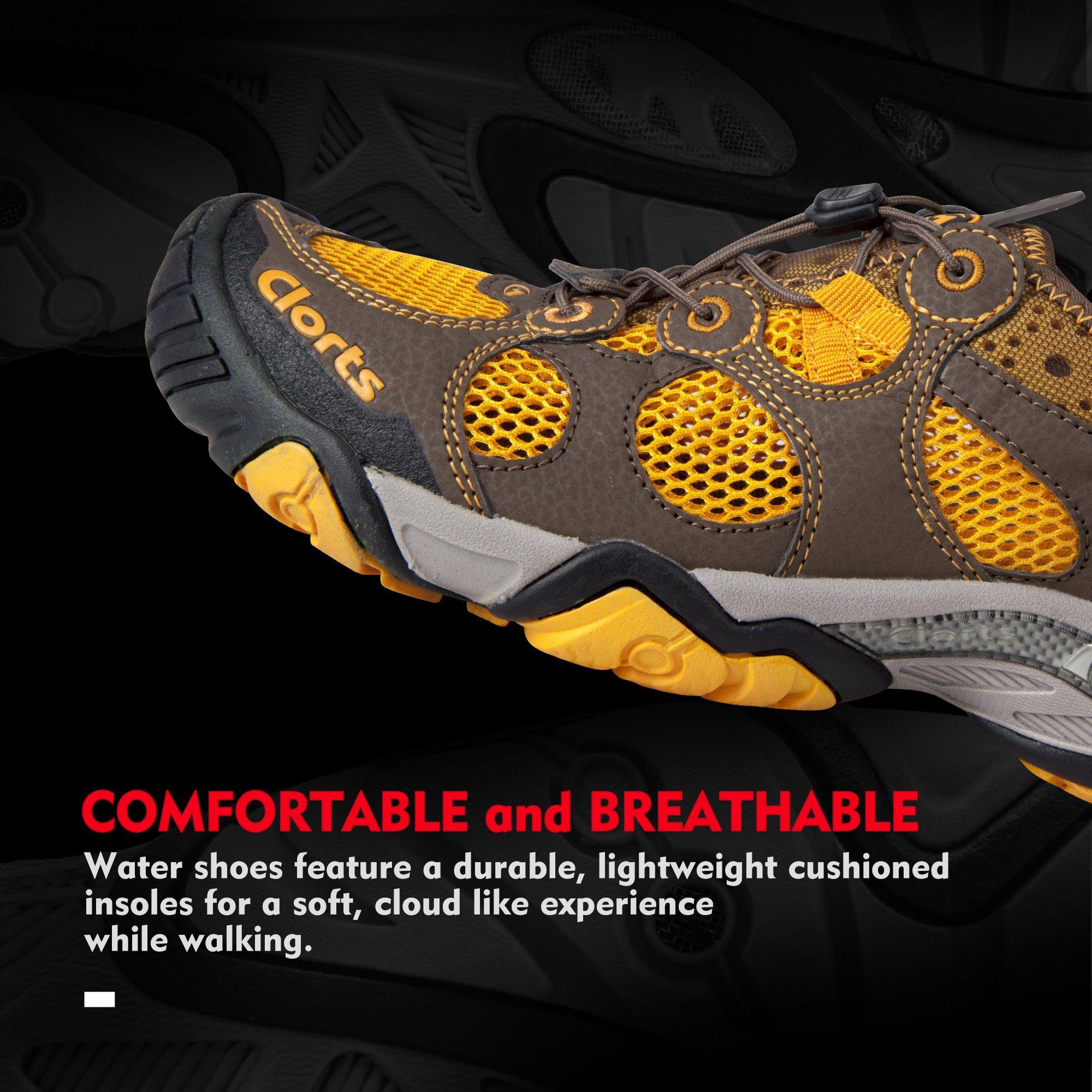 Clorts Clorts Men\'s Water Shoes Athletic Sport Lightweight Walking Sneaker Fisherman Sandal Brown 3H021B US7.5