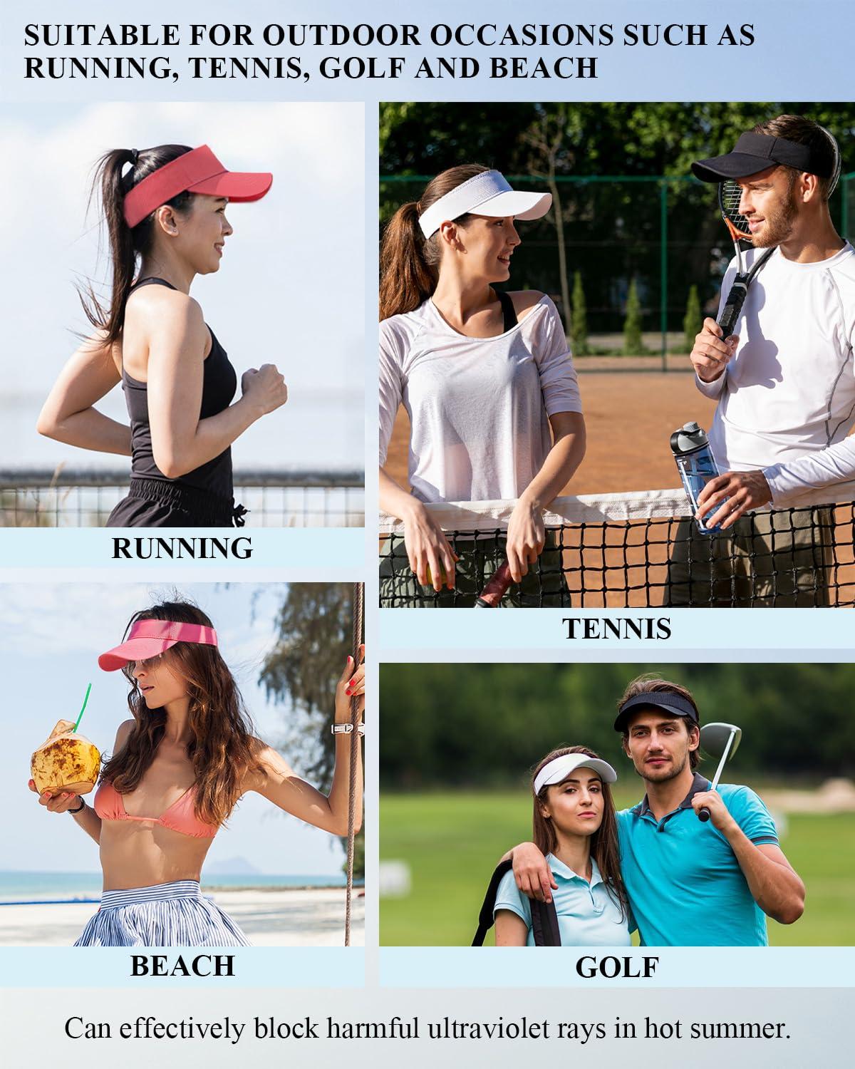 Century Star Century Star Visors for Women Mens Sun Visor Hats Sports Outdoor Tennis Running Adjustable Beach Cap Sun Protection Orange One Size