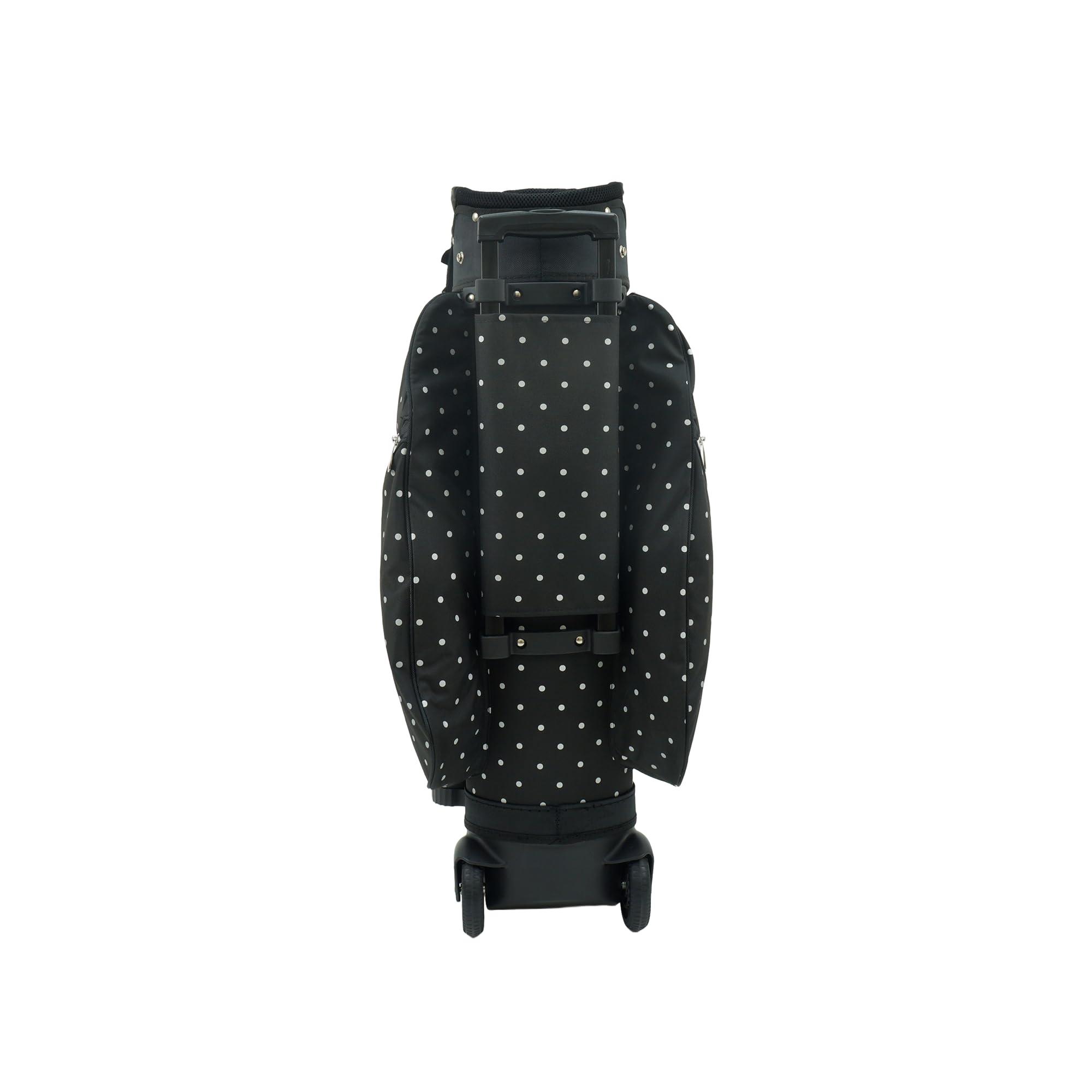 RJ GOLF RJ Sports Carter 14 Way Divider Top Transport Golf Cart Bag with Wheels/Handle (Polka Dot)