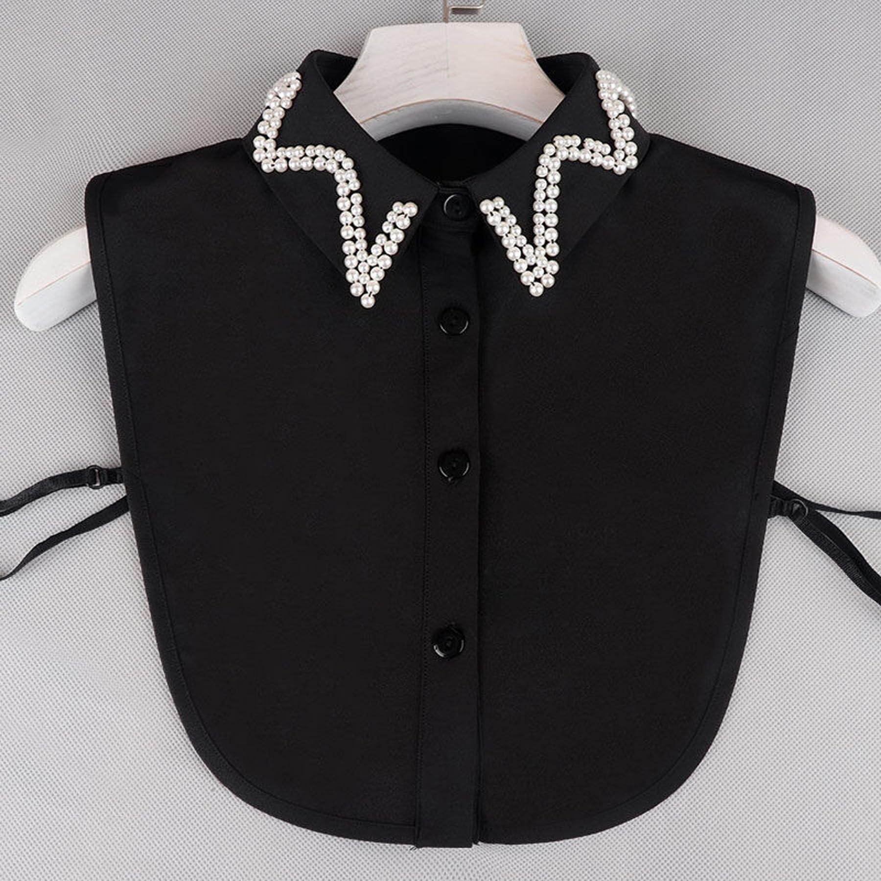WENLOOY WENLOOY Elegant Pearl Fake Collar Detachable Blouse Dickey Collar Half Shirts Faux False Collar for Women & Girls Favors
