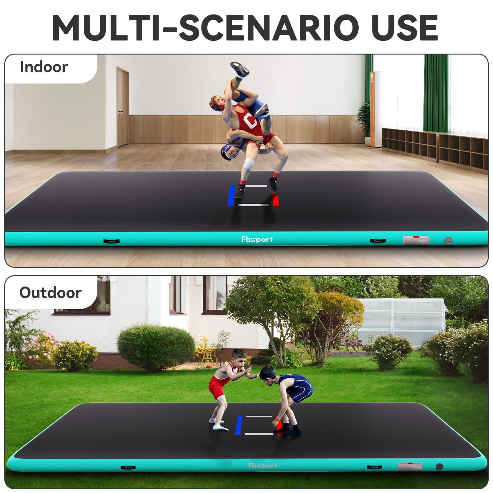 FBSPORT FBSPORT Inflatable Wrestling Mat, Outdoor and Indoor PVC Jiu Jitsu Mats, 10'x5' Gymnastics Training Mat Foldable Home Mat for BJJ, MMA, Martial Art, Boxing, Grappling and Judo