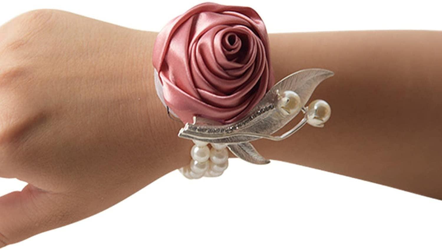 LSDRALOBBEB Corsages for Wedding Corsage and Boutonniere Set Wrist Corsage Hand Wrist Flower Pink Accessories Wedding Hands Bridal Wristband Flower Bracelet for Bridesmaids Bridesmaid Bracelet LSDRALOBBEB 1116(Co