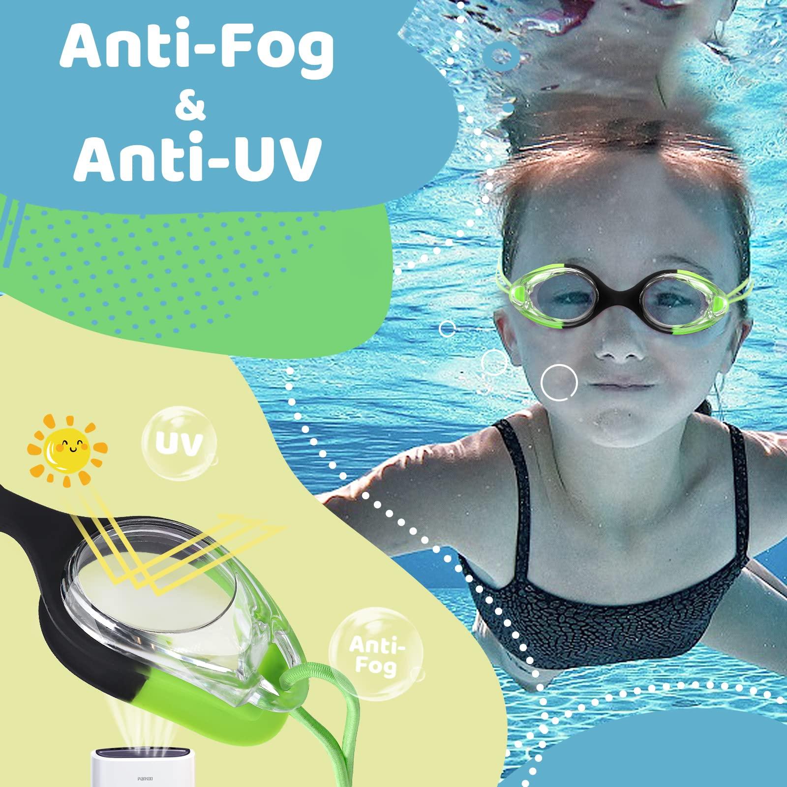 Vvinca Vvinca Kids Swim Goggles with Bungee Strap No Leaking Anti Fog Toddler Goggles with Quick Adjust Ages 3-14