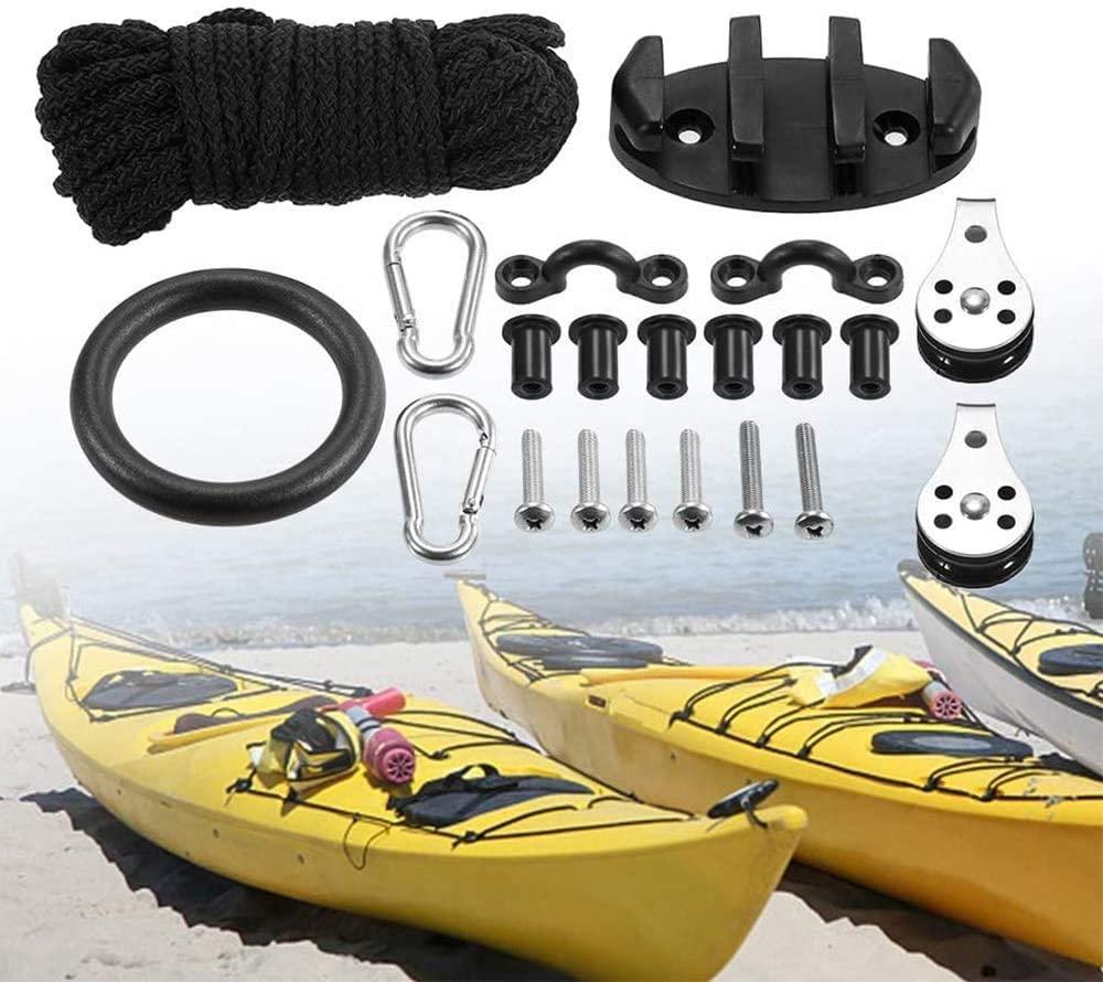 ISURE MARINE ISURE MARINE Kayak Canoe Anchor Trolley Kit Eyes Wellnuts Screws Kayak Accessories Zig Zag Cleat Rigging Ring Pulleys DIY Boat 30 Feet Rope