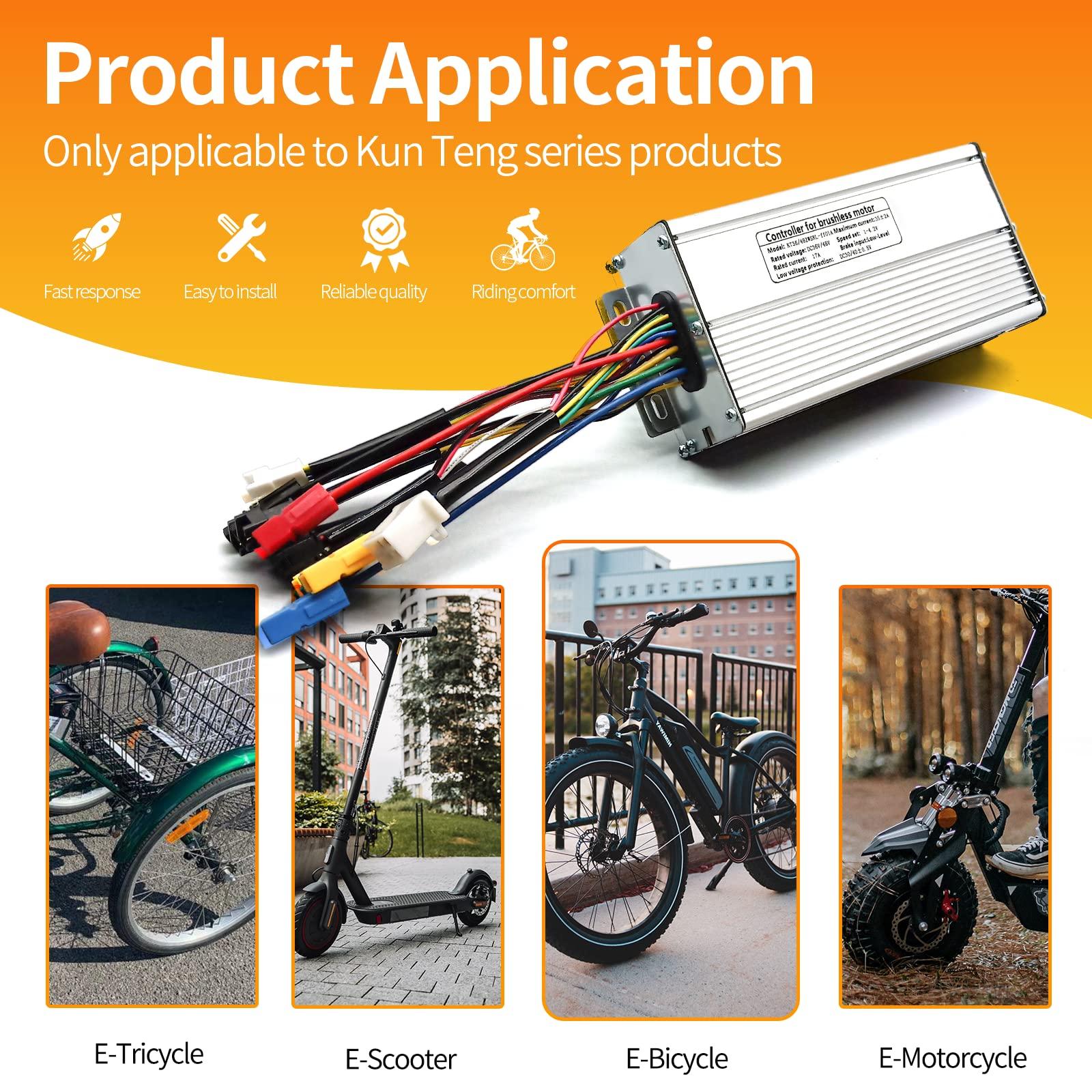 HUDAMZKY HUDAMZKY KT 48V 52V 30A/35A Ebike 1000W/1500W Hub Motor 12 Mosfet Brushless Controller for Electric Bike Motorbike Conversion Kit Compatible with KT LED LCD Display (35A SM Plug)
