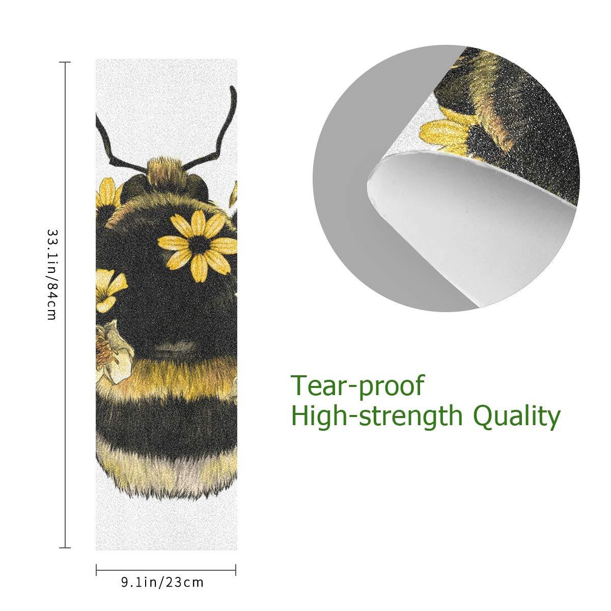 Hupery Hupery Fluffy Bumblebee Skateboard Grip Tape Longboard Griptape Waterproof Grip Tape Sheet Sticker Deck Sandpaper Griptape 33.1x 9.1 inch