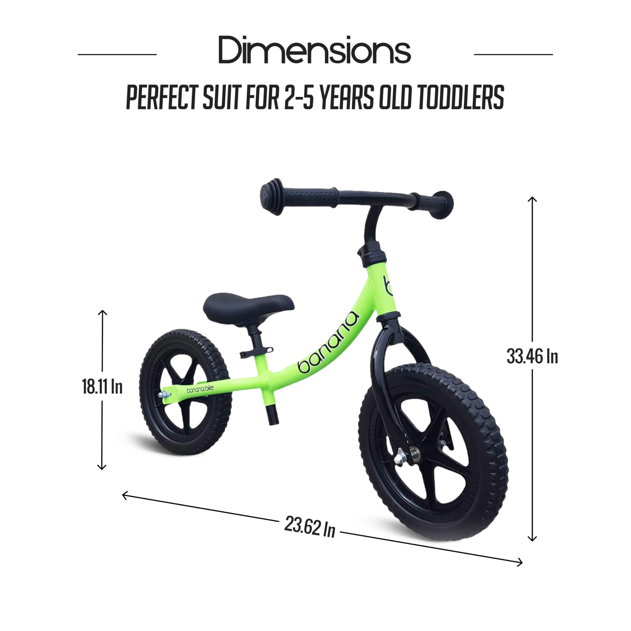 banana bike banana bike Lava Sport LT Balance Bike - Lightweight Toddler Bike with Adjustable Handlebar and Seat - Aluminium Frame and EVA Tires Ideal Training Bike for Kids Ages 2-5 - 33 x 24-Inch, Green