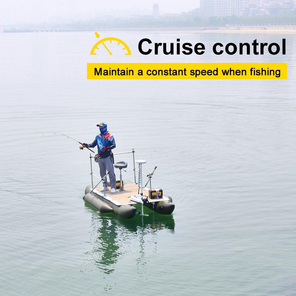 AQUOS AQUOS Haswing White 12V 55LBS 48inch Electric Bow Mount Trolling Motor with Remote Control for Inflatable Boat Kayak Bass Boat Aluminum Boat Fishing, Freshwater and Saltwater Use