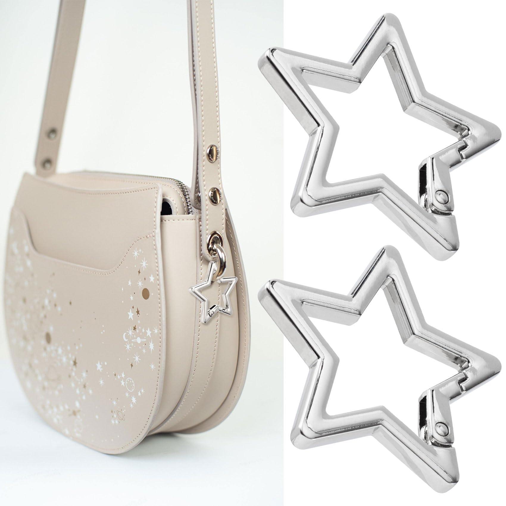 Isslly Isslly 2 PCS Star Carabiners, Zinc Alloy Heavy Duty Star Shaped Keychain Clip, Carabiner Clip for Camping, Hiking, Fishing - Silver
